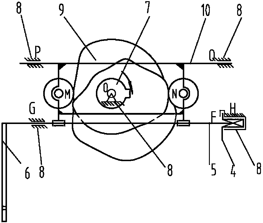 Five-link double-cam driving mechanism for tuck-in selvage bearded needle