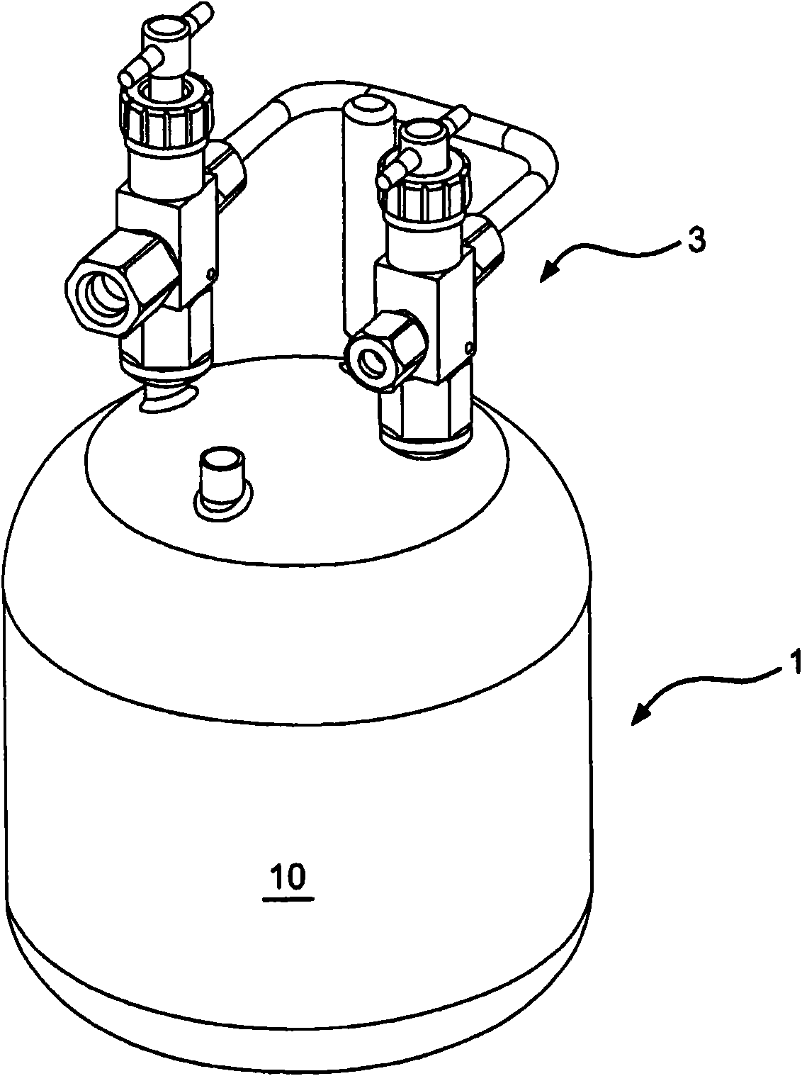 Cross purge valve and container assembly