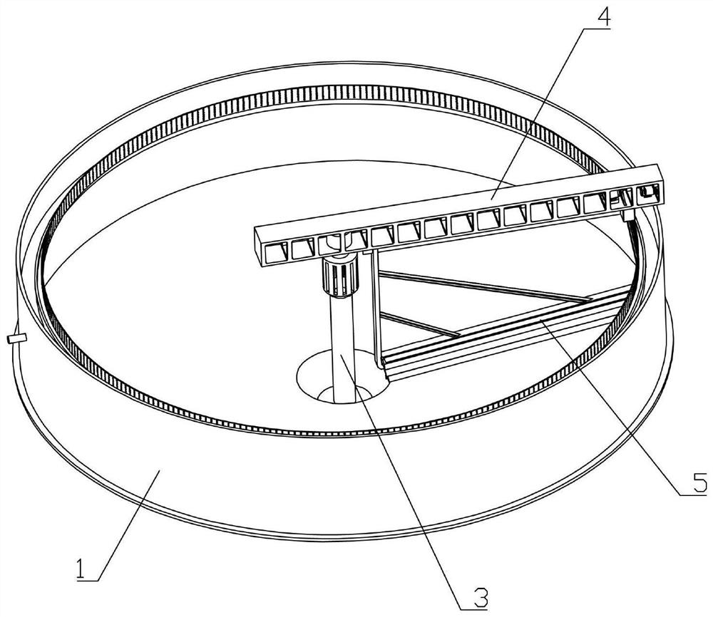 A radial flow sedimentation tank for easy cleaning of sediment