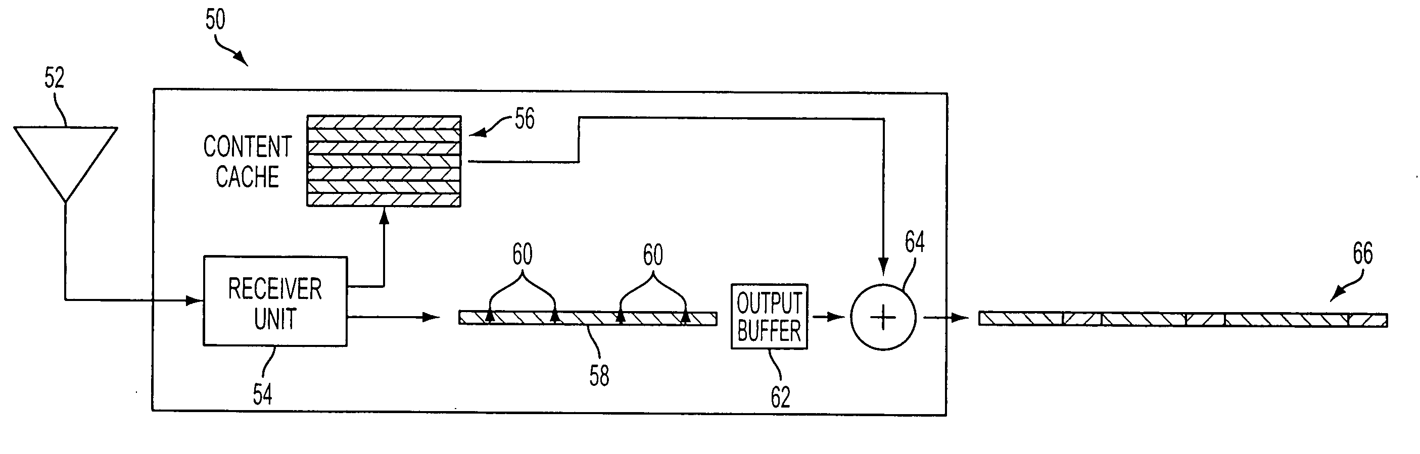 System for insertion of locally cached information into a received broadcast stream