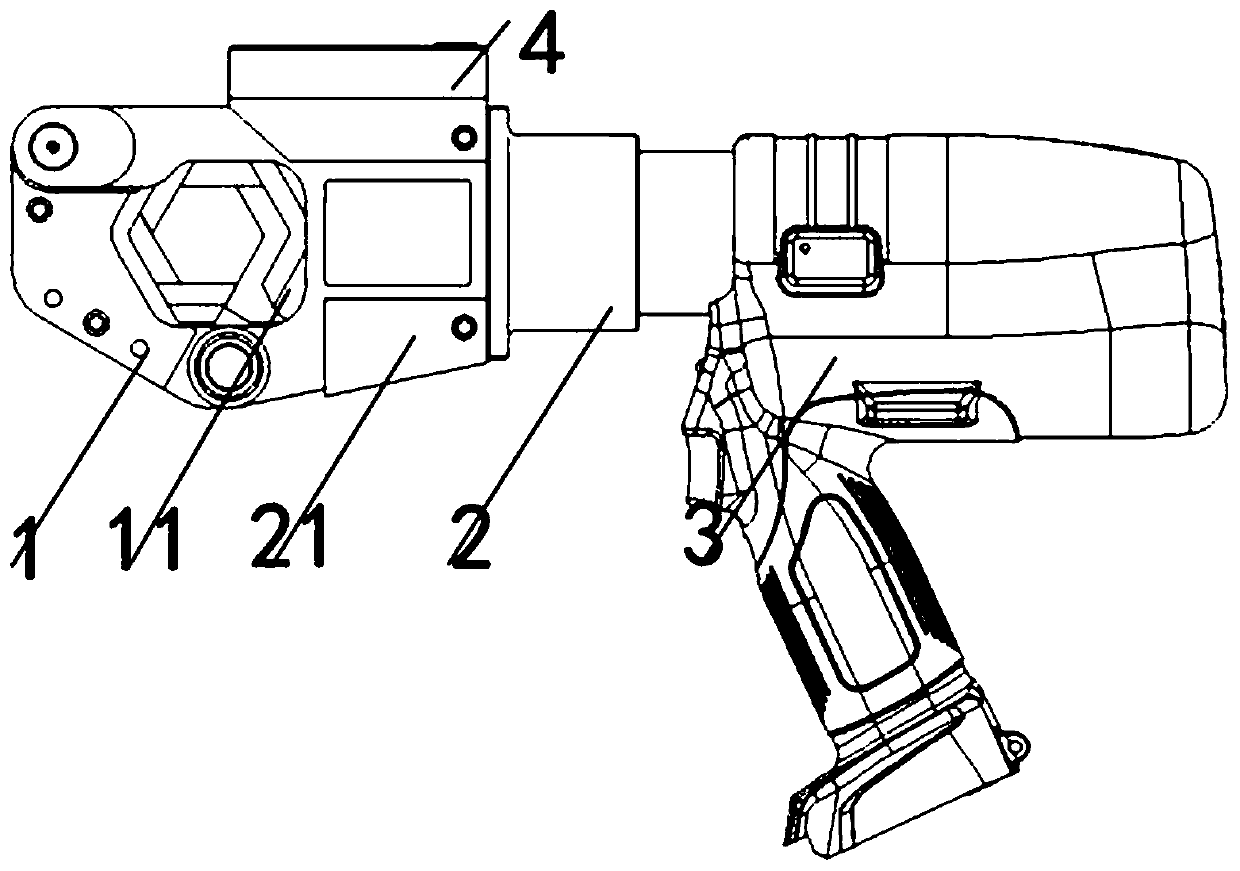 Portable and rechargeable regular hexagonal die-free crimping machine and its operation method