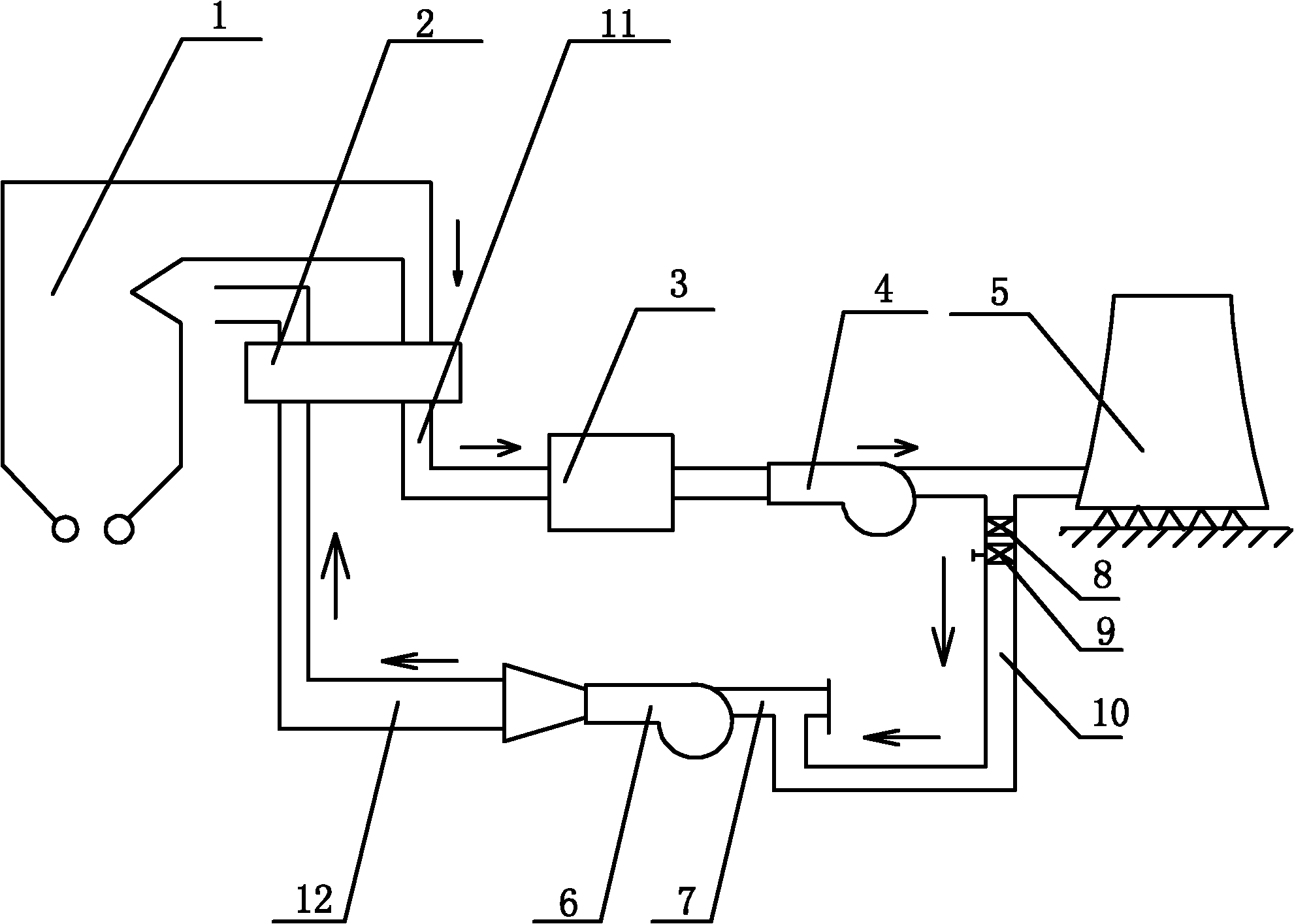 Boiler powder generation system for burning lignite in power station gas duct and cooling tower machine