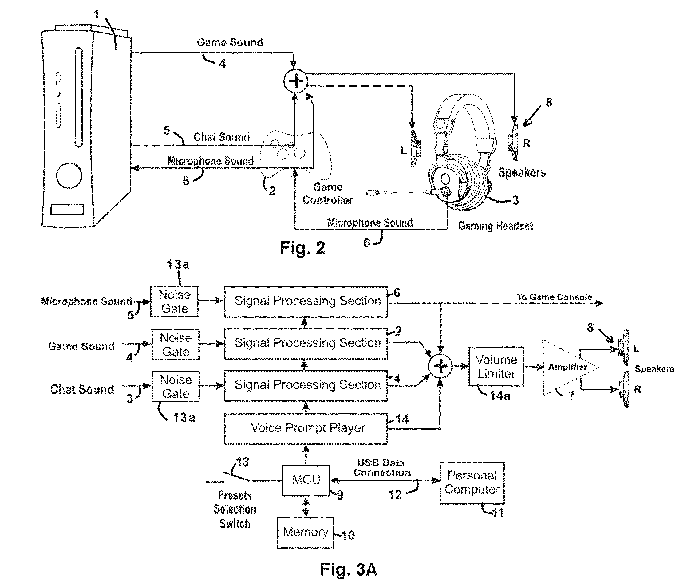 Gaming headset with programmable audio paths