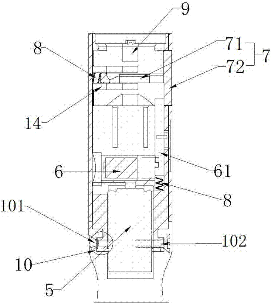 Umbrella handle with locking structure, umbrella with handle and using method