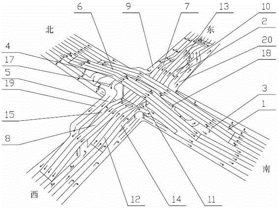 Cross-shaped interchange overpass