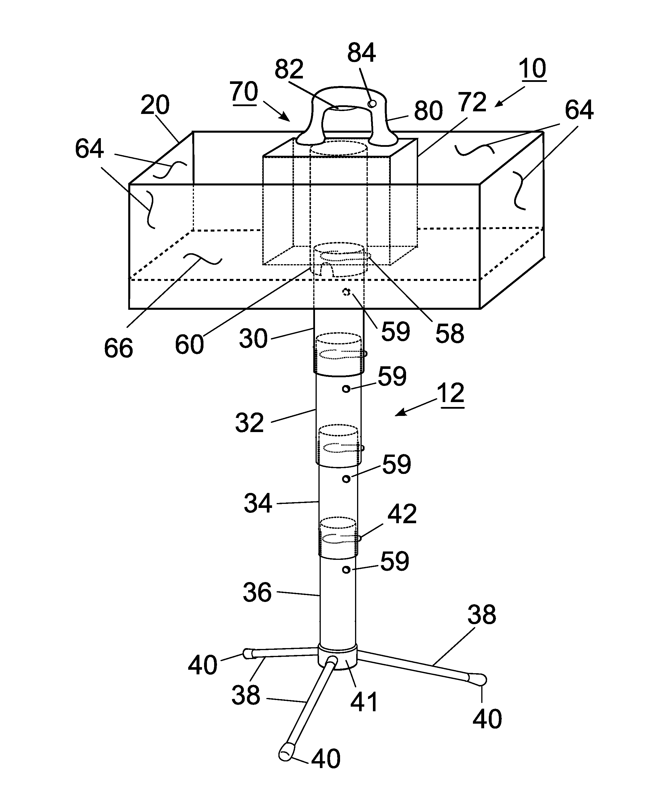 Medical tray having telescoping leg