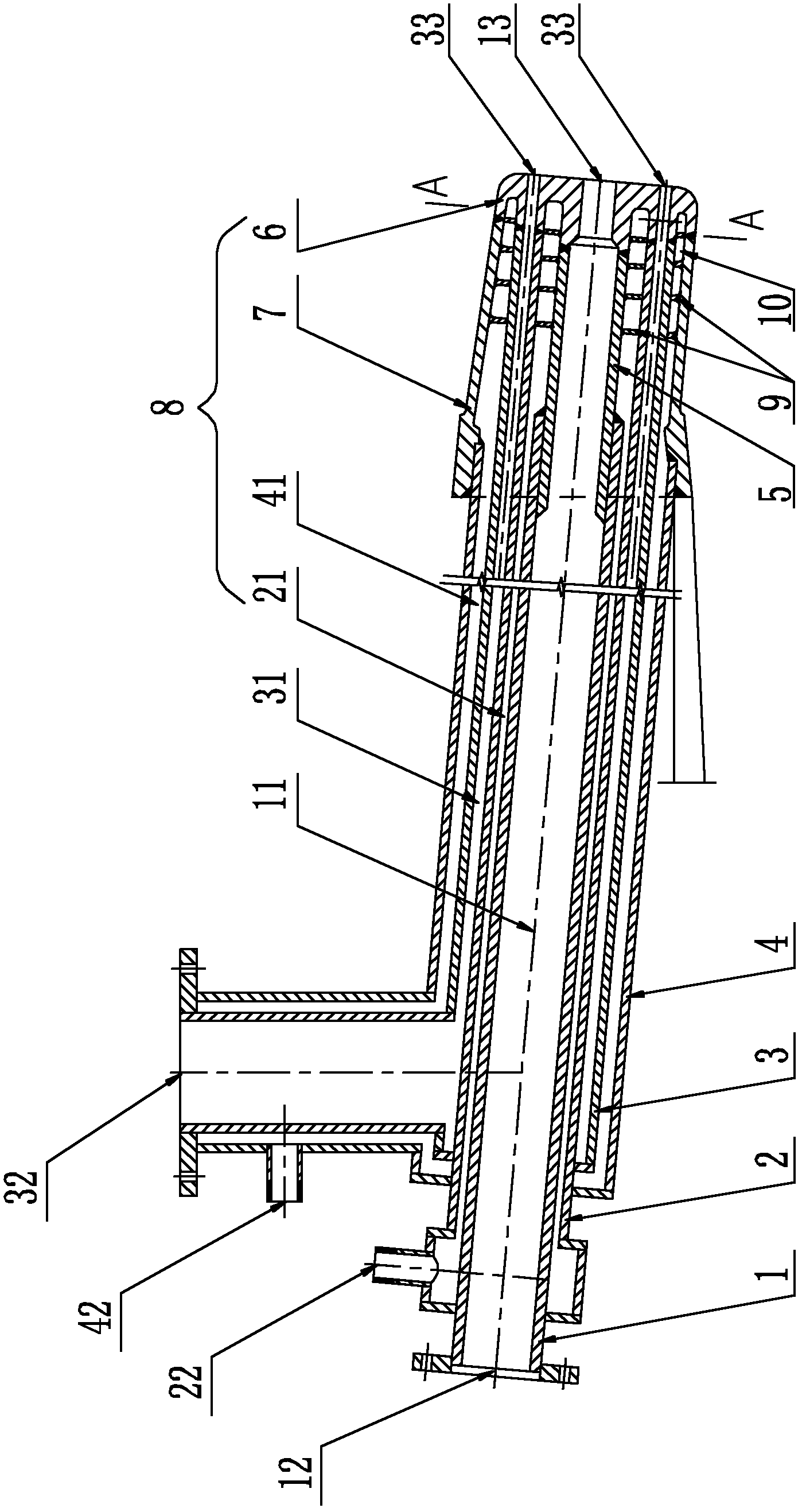 Combined type tuyere small sleeve