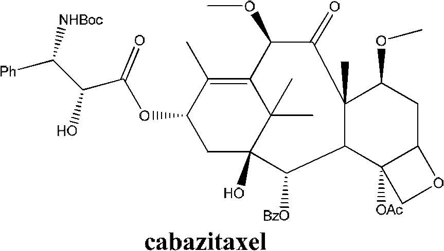 Method for preparing cabazitaxel by taking 10-deacetylate-baccatin III as raw material