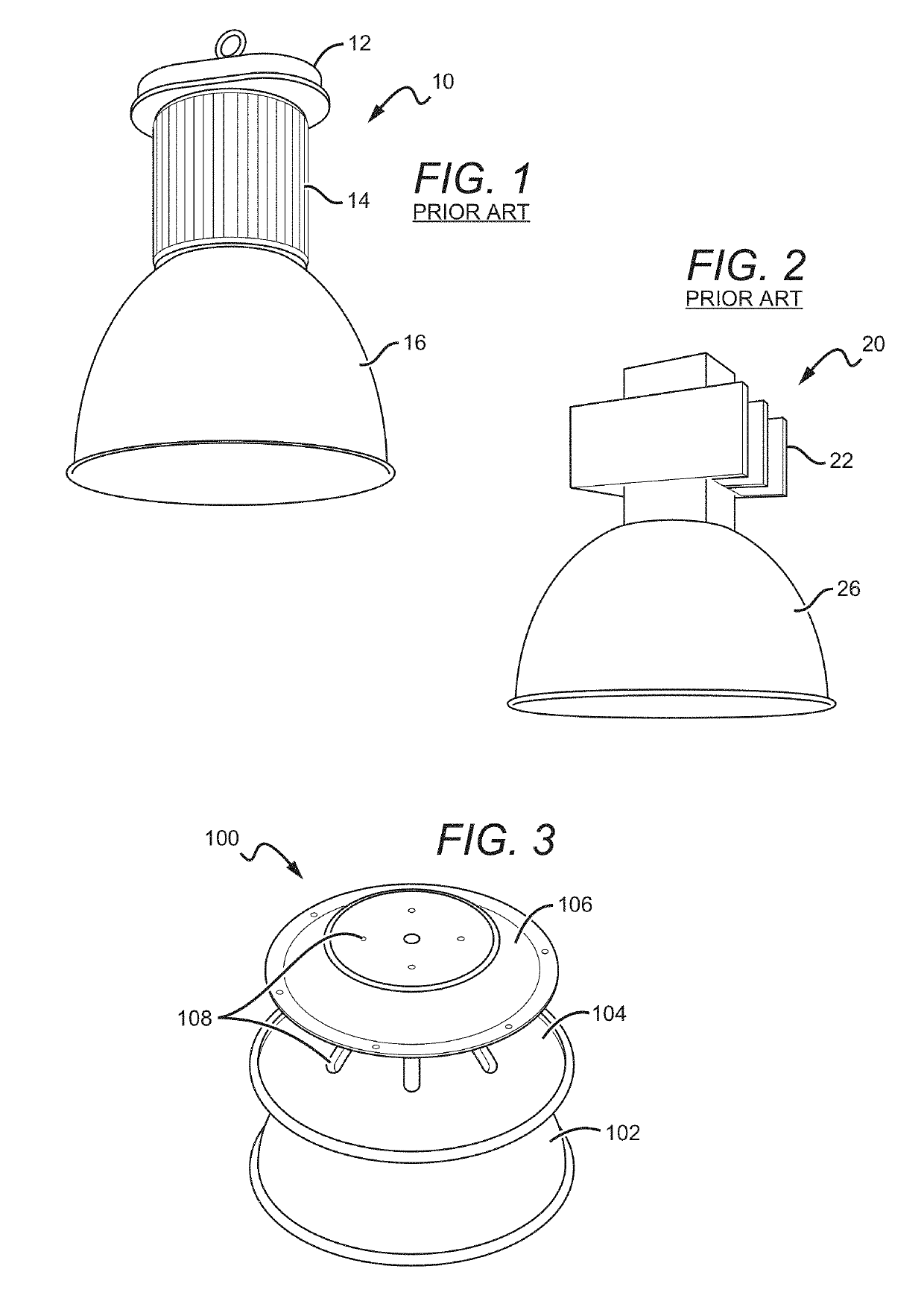 Aluminum high bay light fixture having plurality of housings dissipating heat from light emitting elements