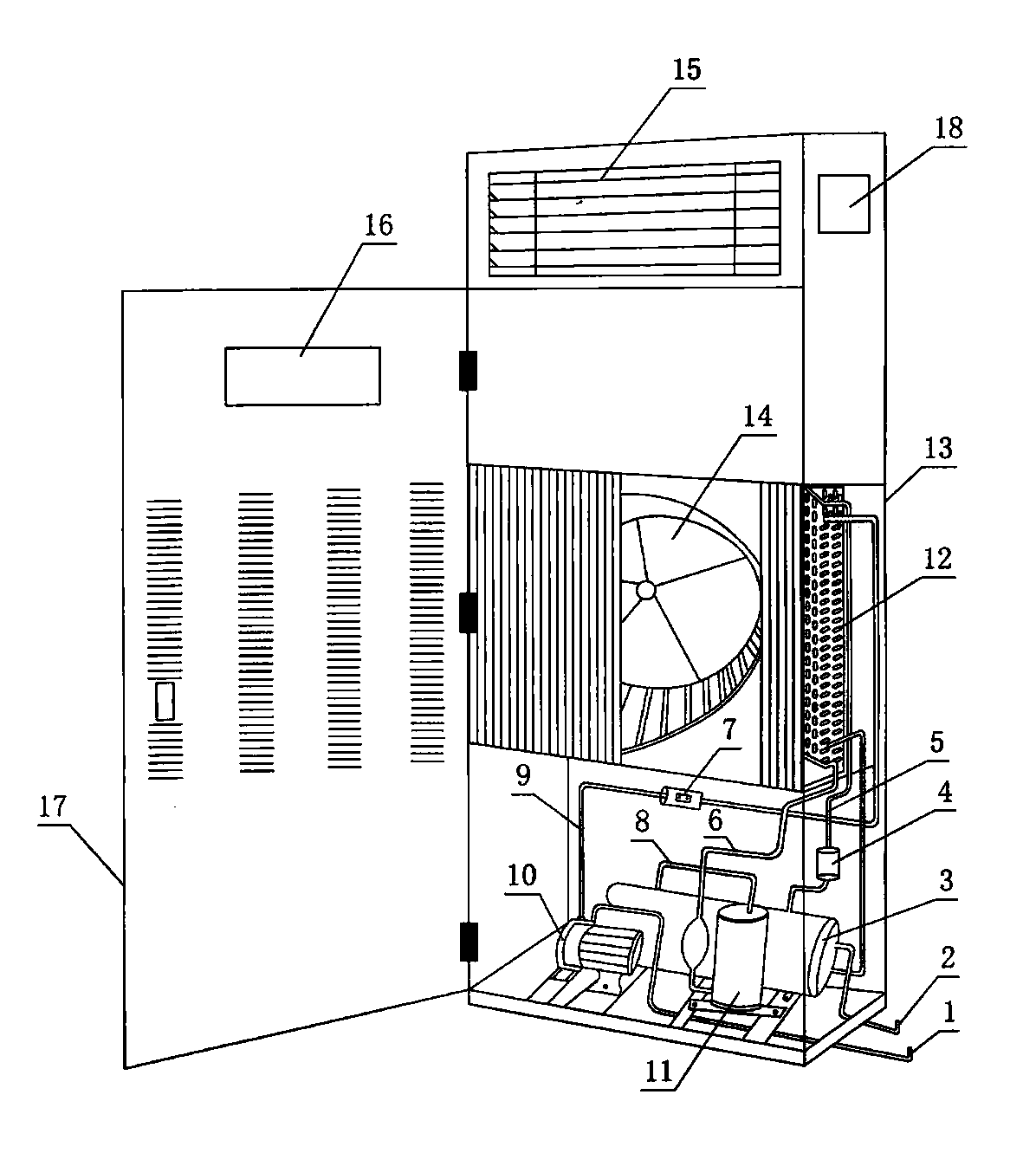 Automatic switchover integrated type outer-door-free air conditioner having double-cold-source refrigeration function