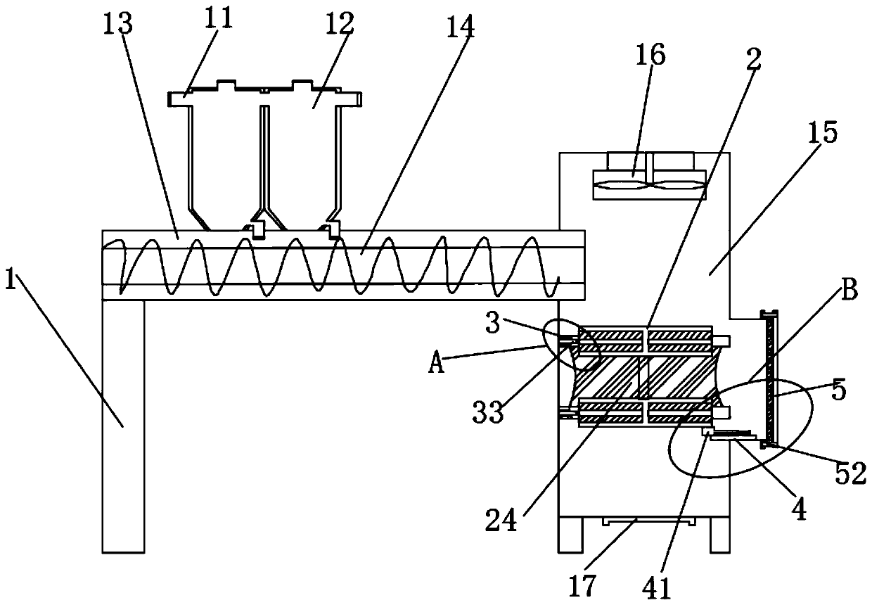 Positive-pressure dust removal equipment for grain production