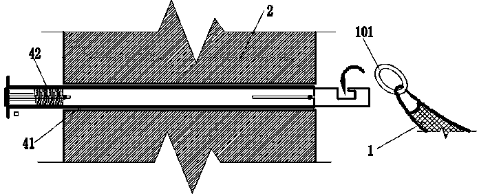 Elevator shaft anti-falling net structure and construction process thereof