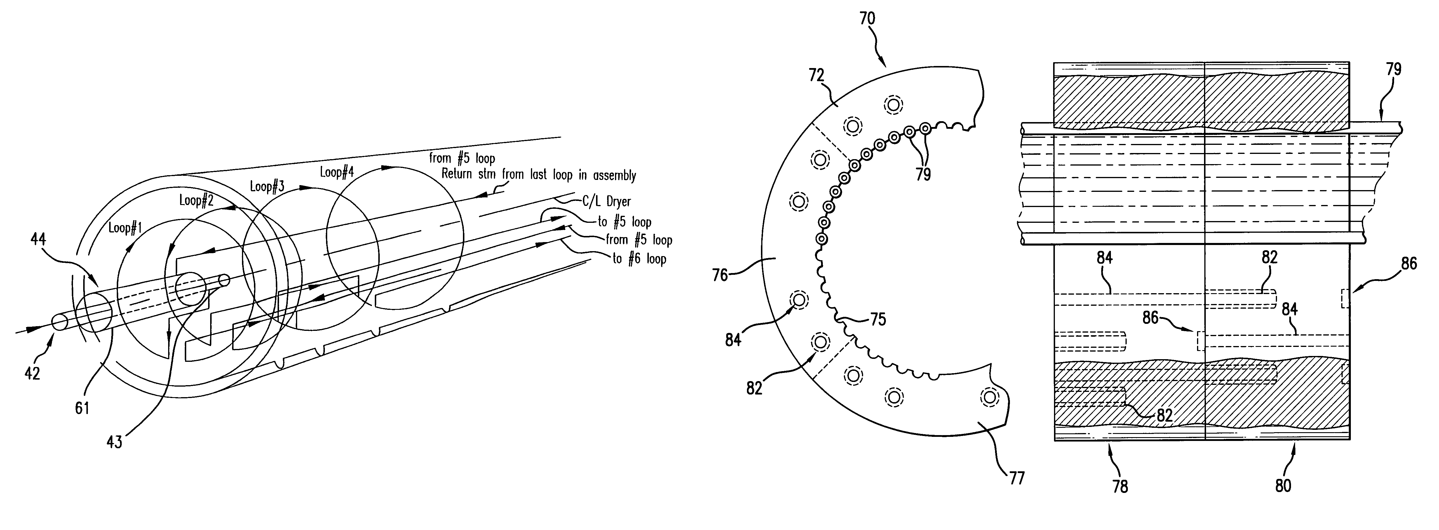 Cylindrical dryer having conduits provided within a plurality of holding plates