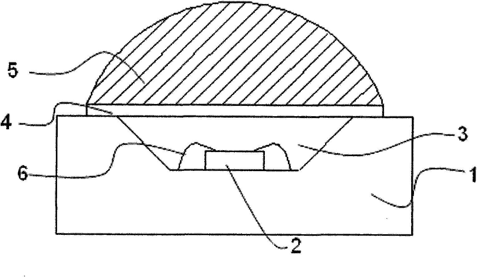 LED lamp with lens injected with fluorescent glue and packaging method thereof