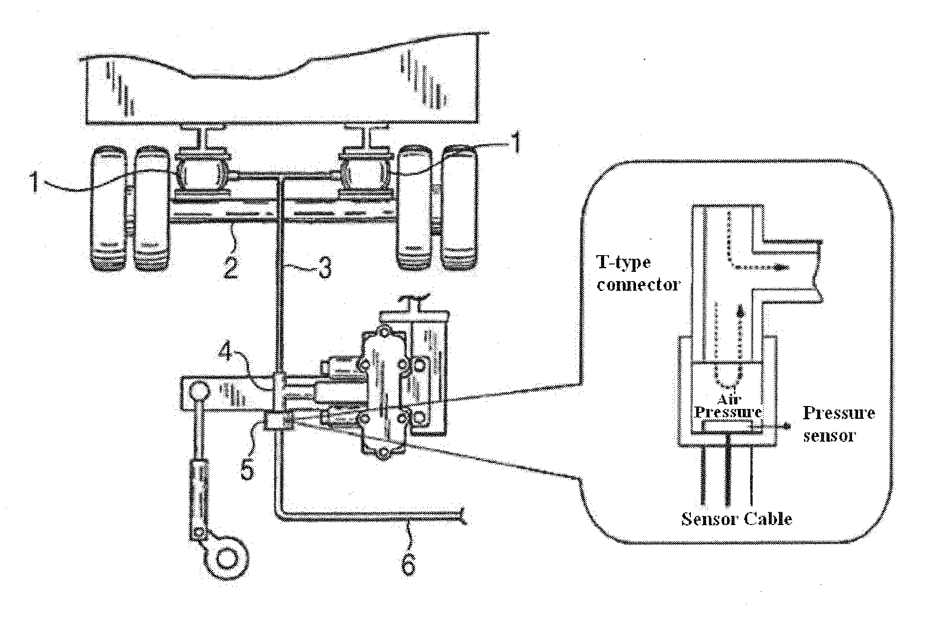 Method of displaying weight of vehicle and pressure in tires on one display unit