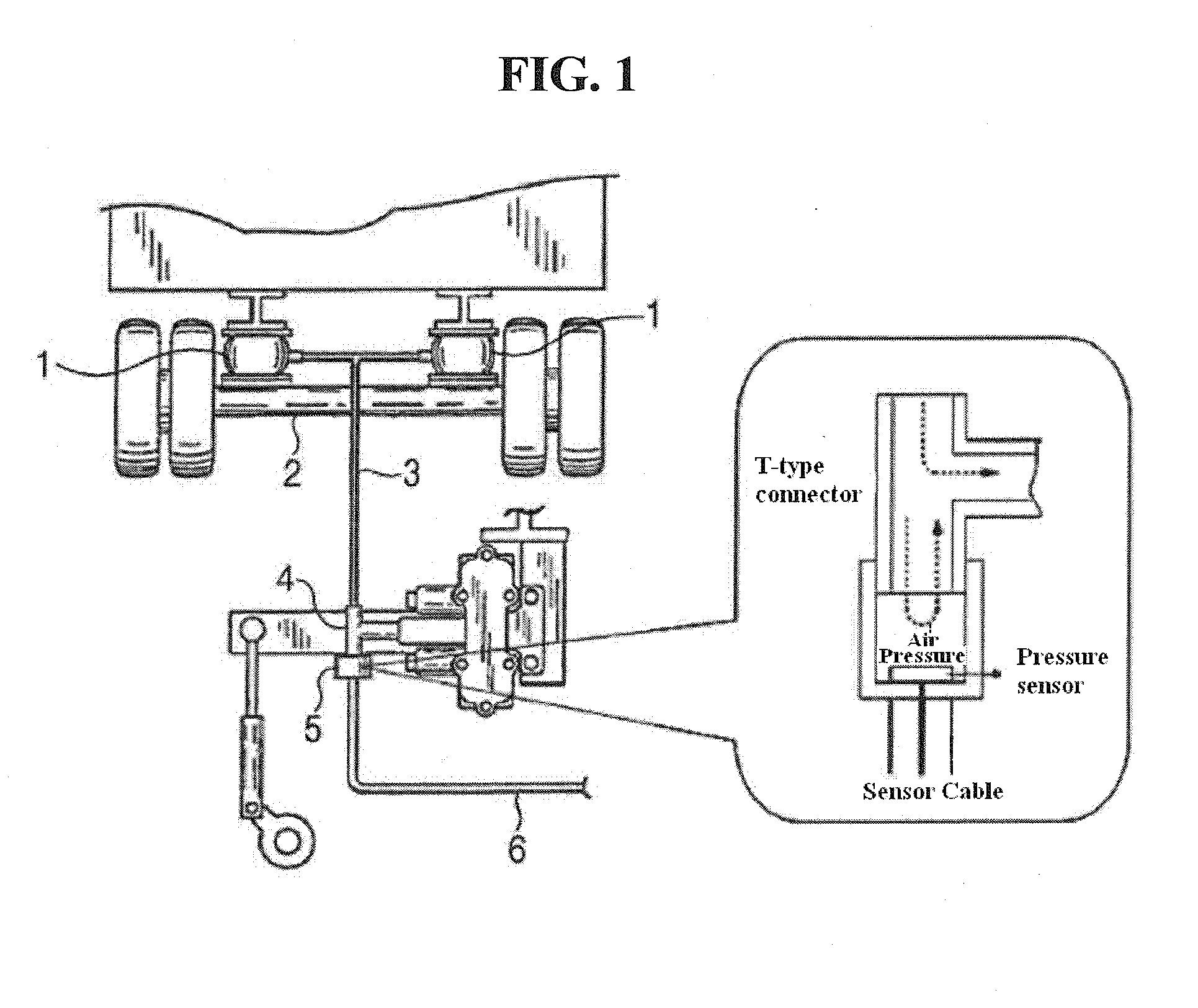 Method of displaying weight of vehicle and pressure in tires on one display unit