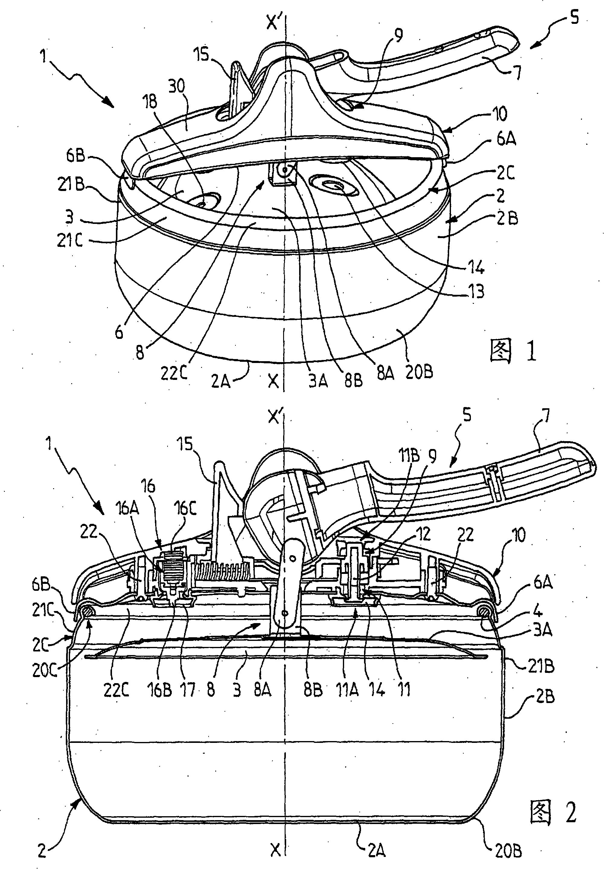 Pressure-cooking device with improved construction and corresponding manufacturing method