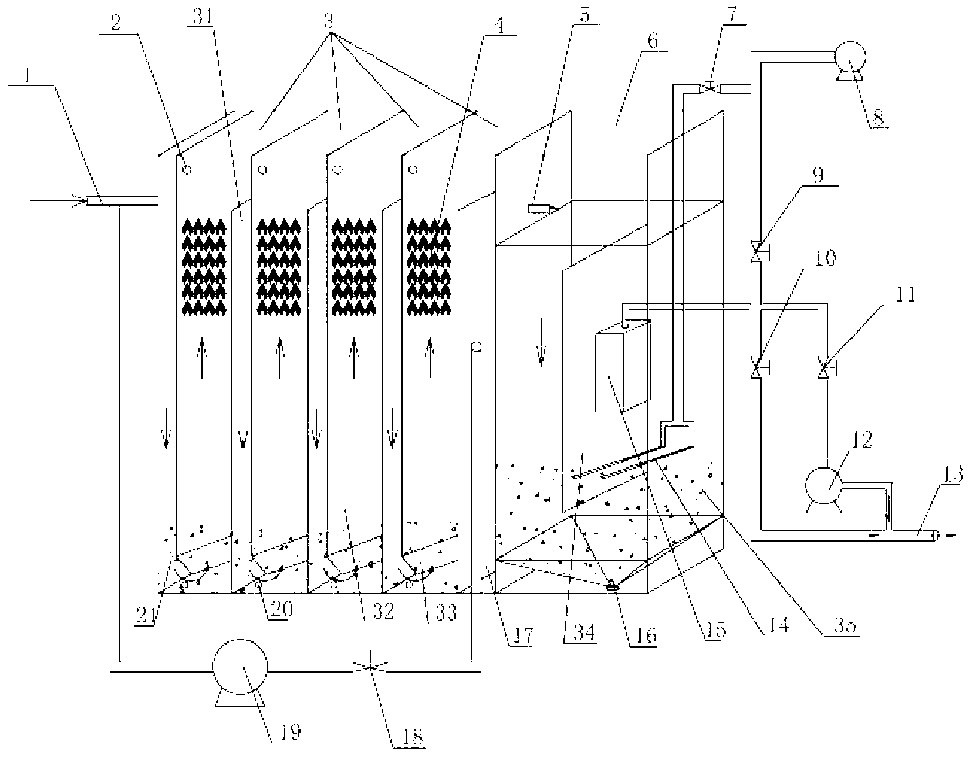 Dynamic combined reaction device for biological treatment of printing and dyeing wastewater