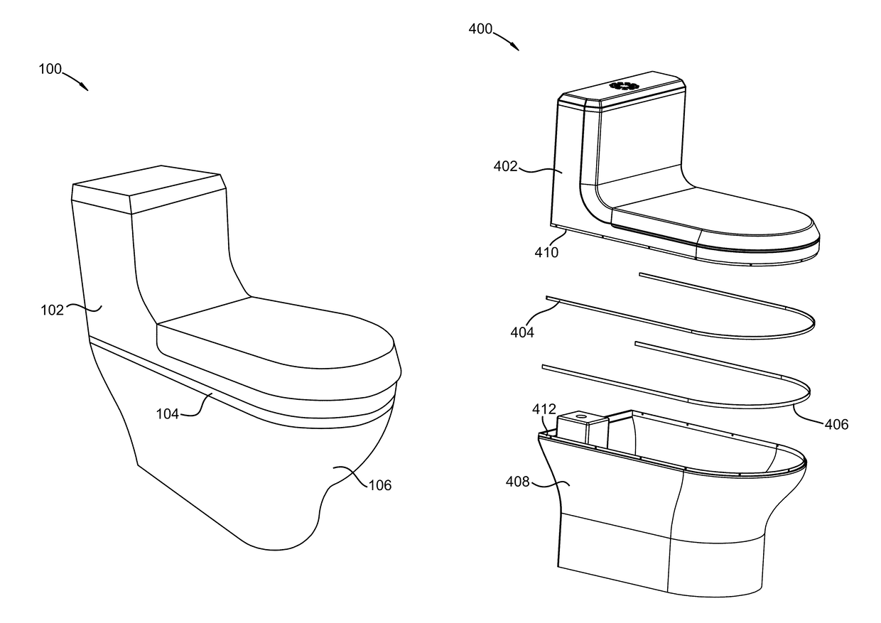 Toilet with an LED diffuser strip