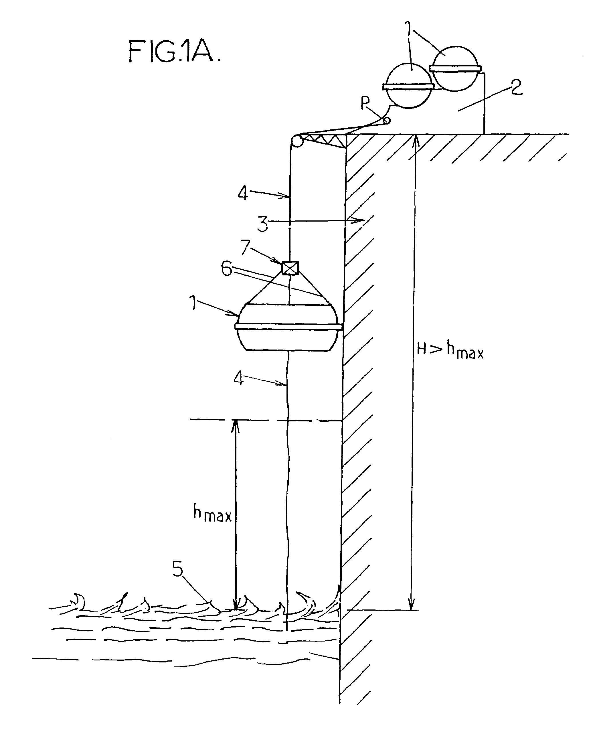 Method and device for launching into the water a means for life-saving at sea from a height greater than its maximum launch height