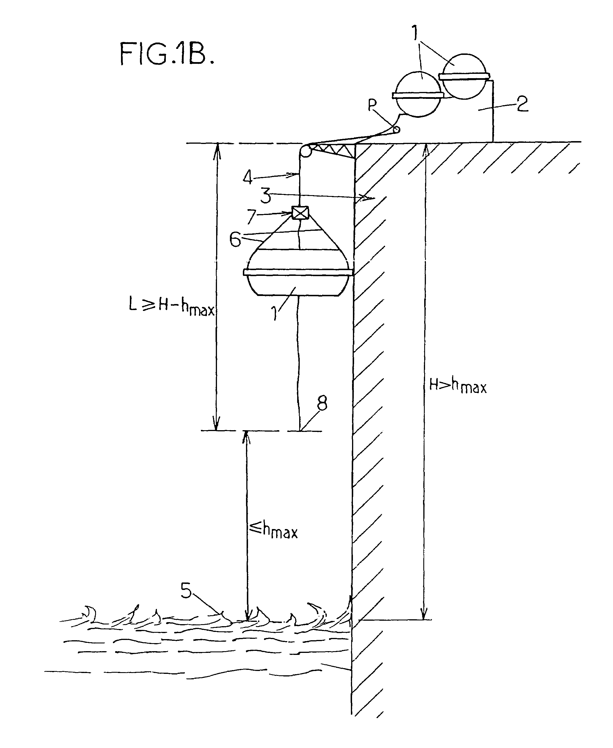 Method and device for launching into the water a means for life-saving at sea from a height greater than its maximum launch height