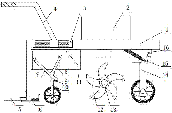 Retractable-wheel shrinkable environment-friendly mini-tiller