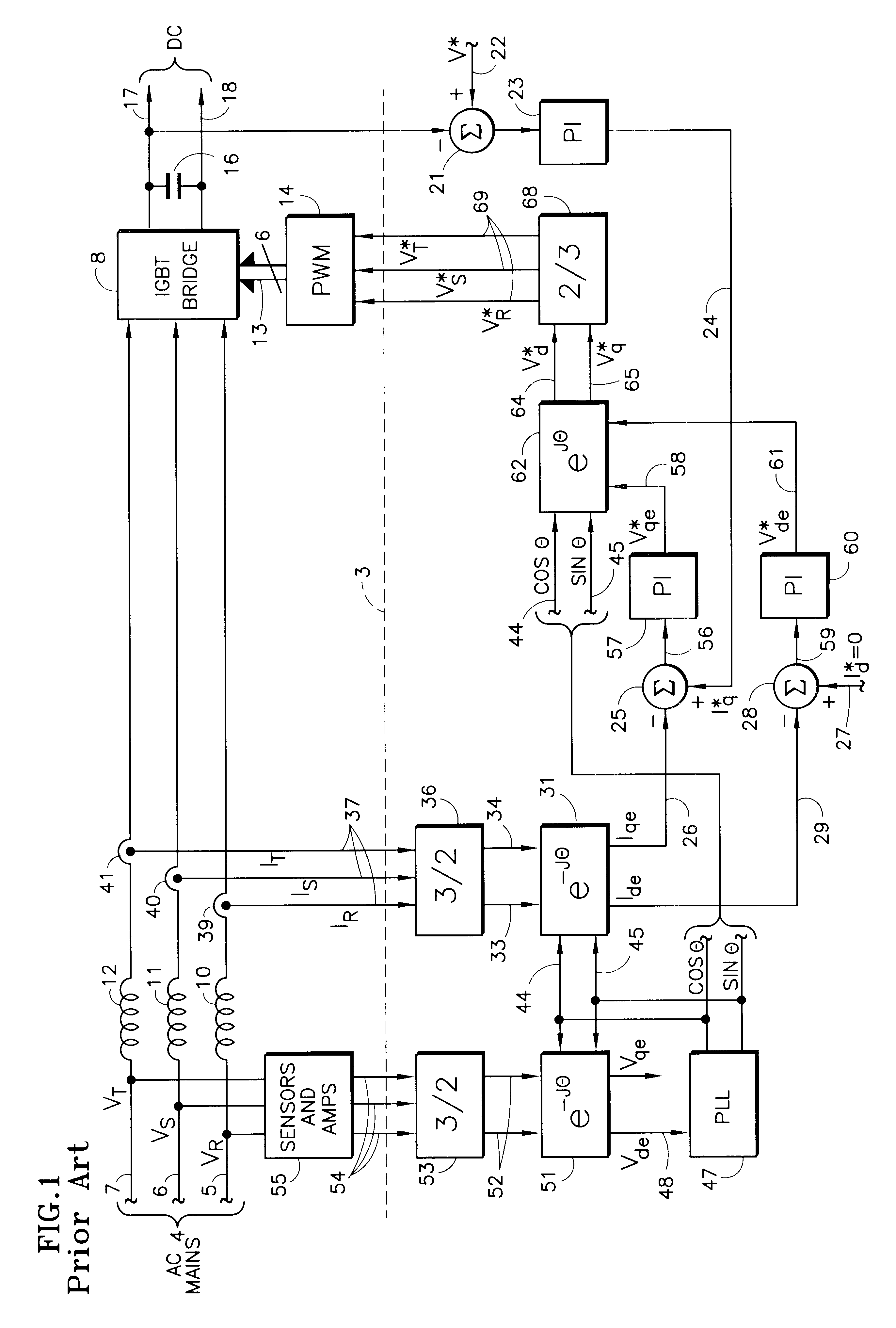 Determining phase of AC mains in PWM controlled converters without voltage sensors