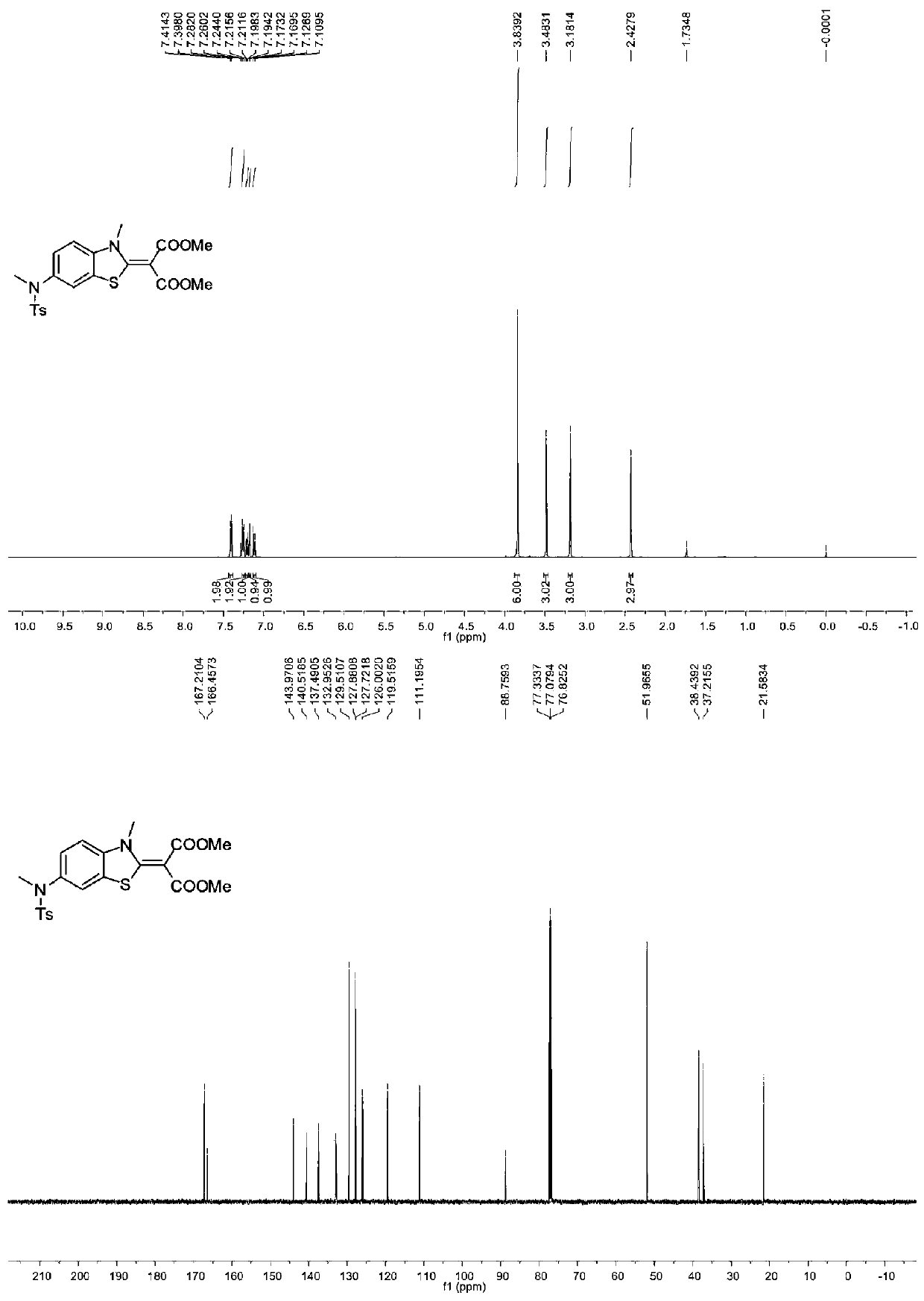 2-substituted methylene dihydrobenzo[d]thiazole derivative and synthesis method and application thereof