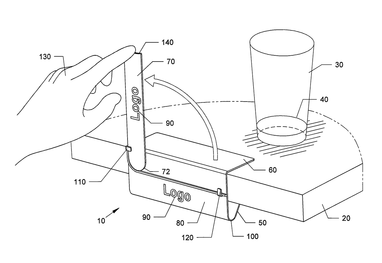 Clamp and pivoting flag for tables