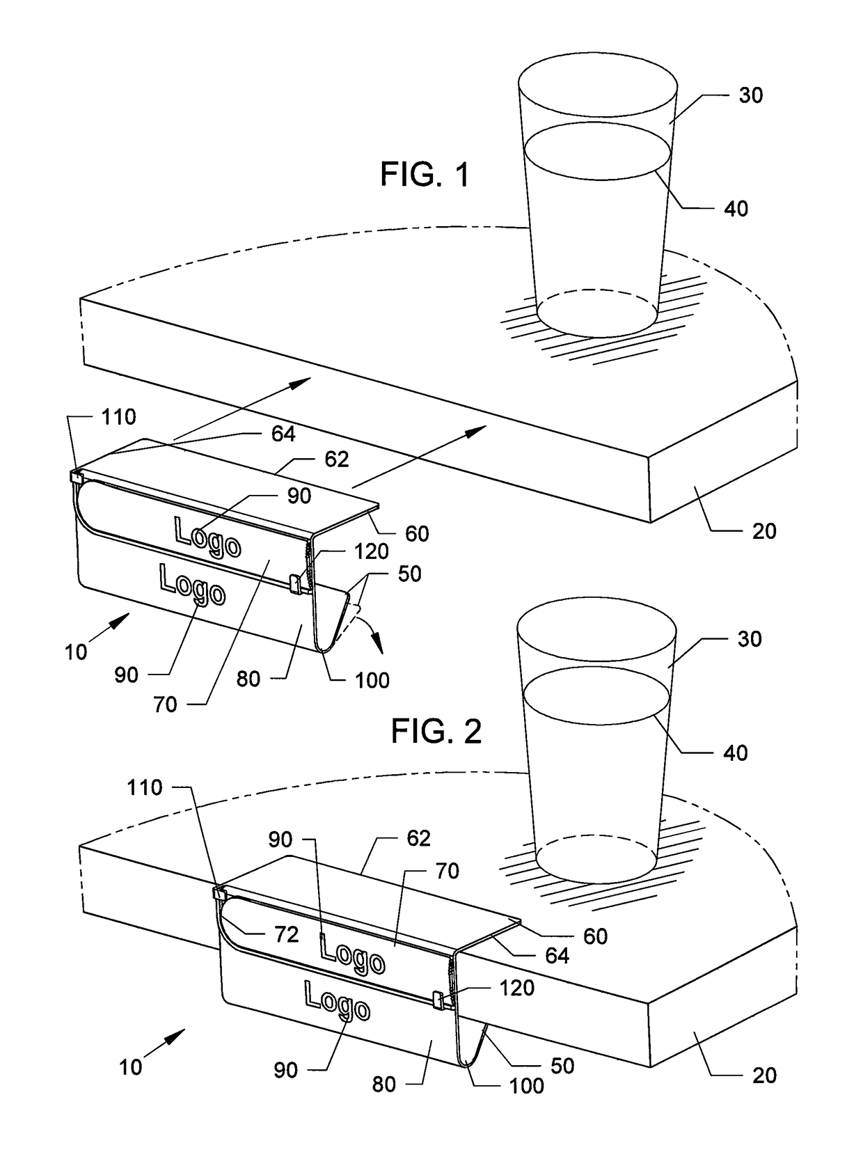 Clamp and pivoting flag for tables