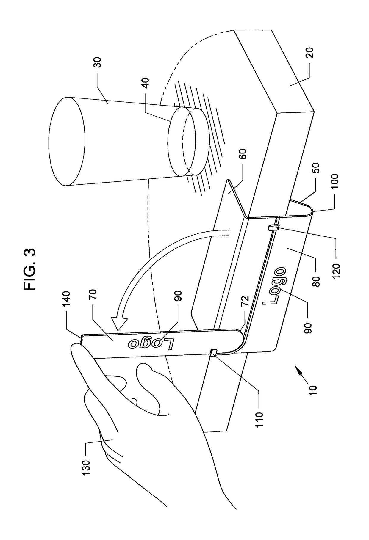 Clamp and pivoting flag for tables