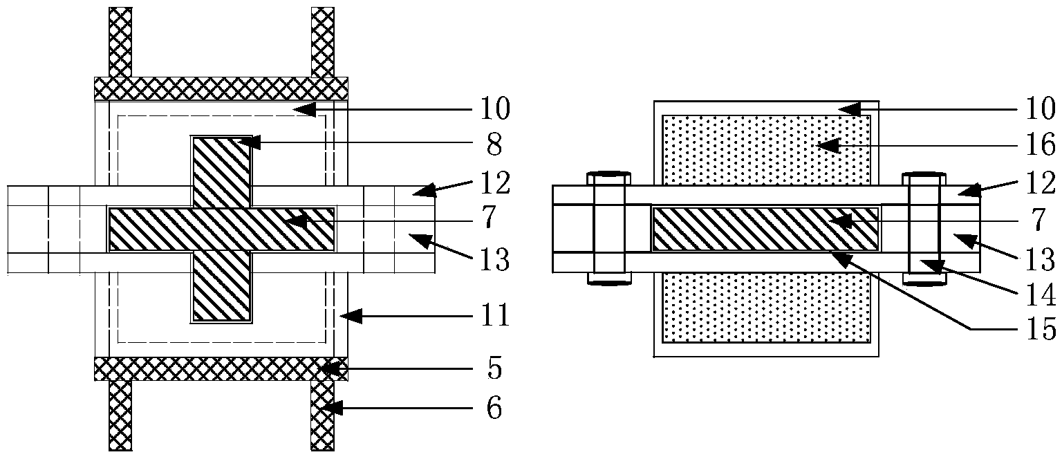 Hinged rectangular-pipe assembled buckling restrained brace with end rotation limiting function