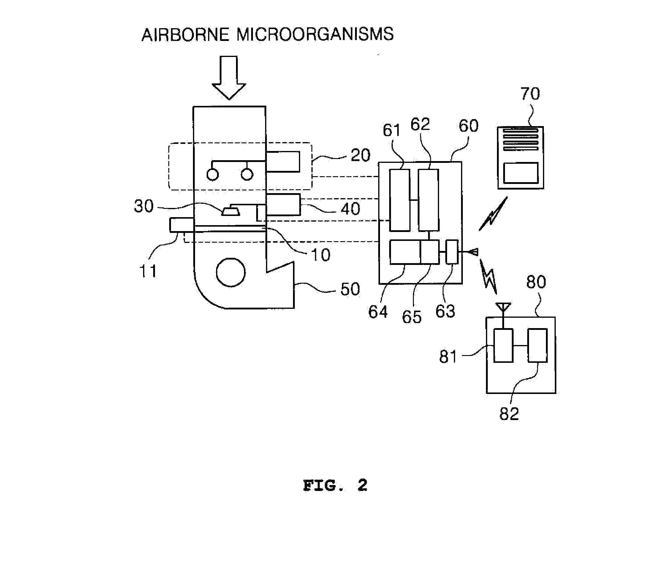 Apparatus for measuring floating microorganisms in a gas phase in real time using a system for dissolving microorganisms and atp illumination, and method for detecting same