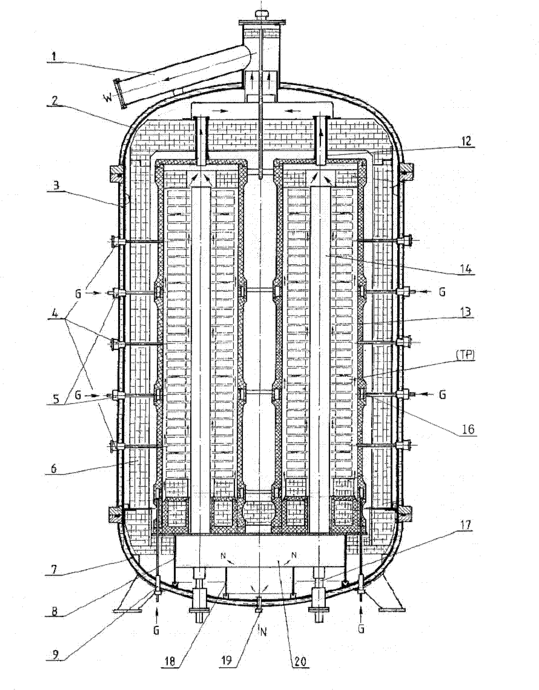 Multi-stock-column type industrial furnace for chemical vapour infiltration densification