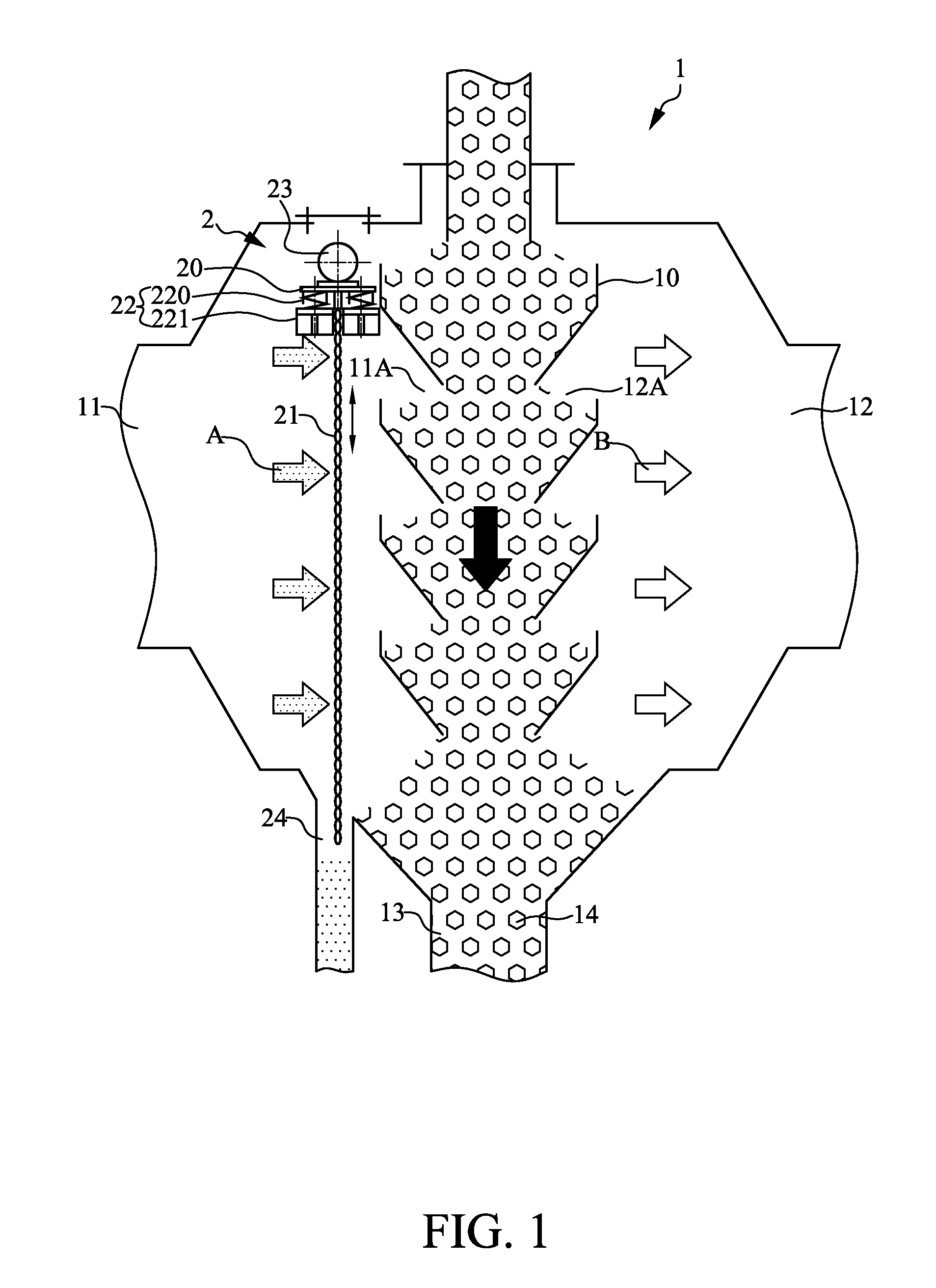 Gas distributor for granular moving-bed filter