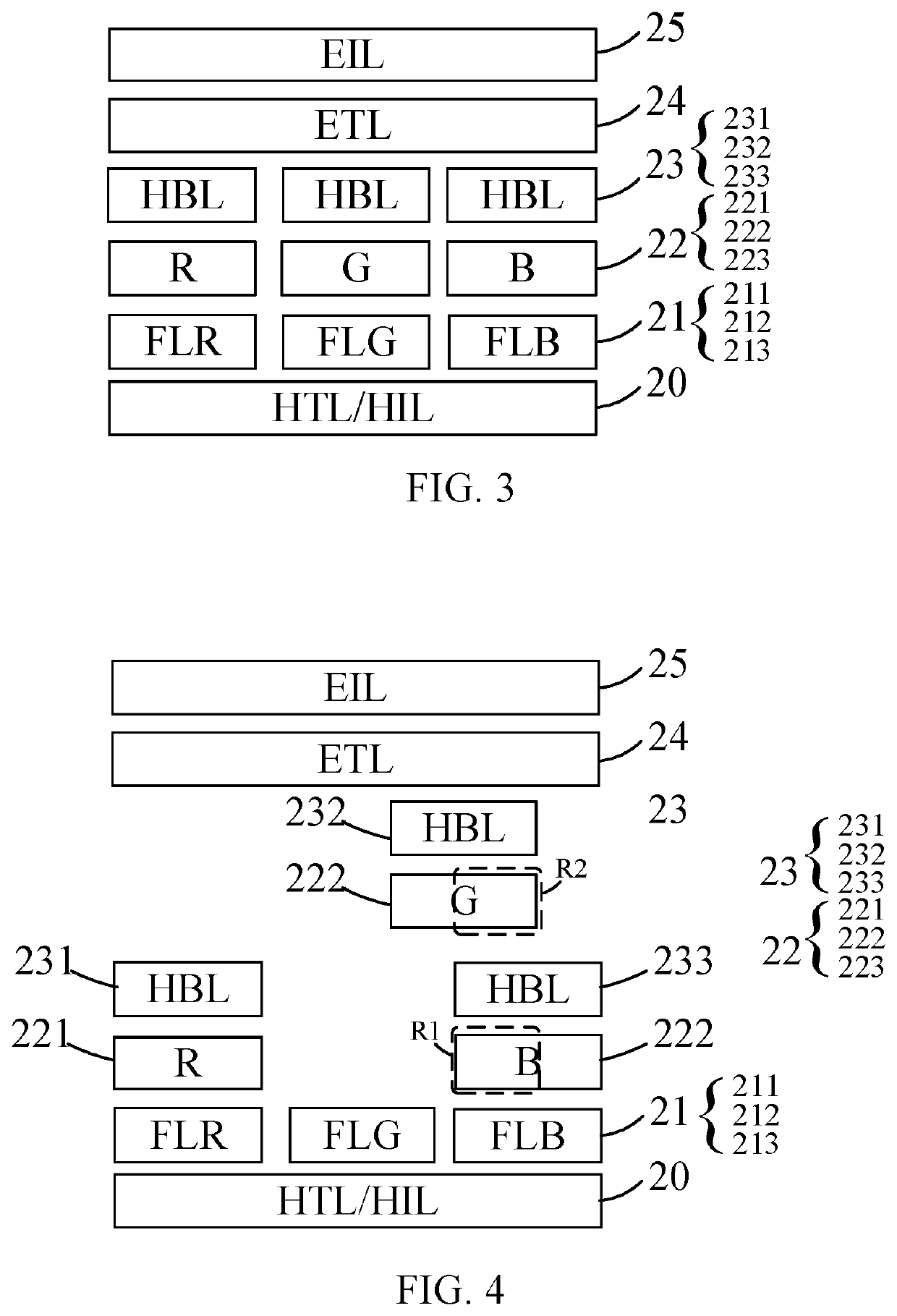 Method for manufacturing an organic electroluminescence display device having separate hole blocking layers