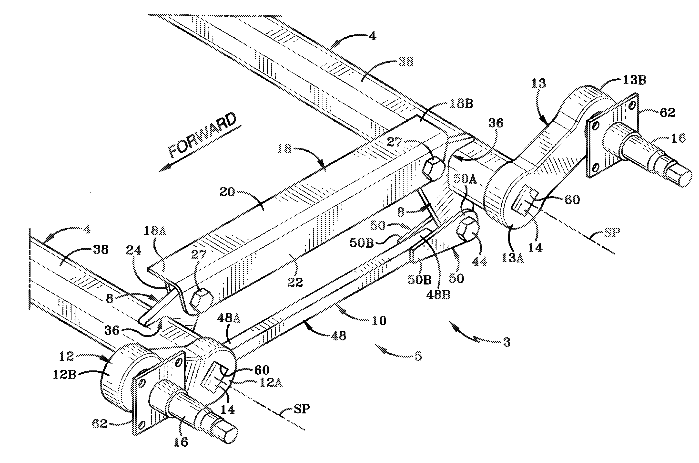 Multiple axle equalizing rubber suspension