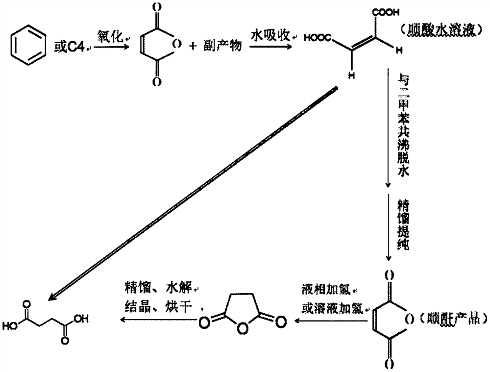 Method for synthesizing succinic acid through low-cost continuous water-phase catalytic hydrogenation