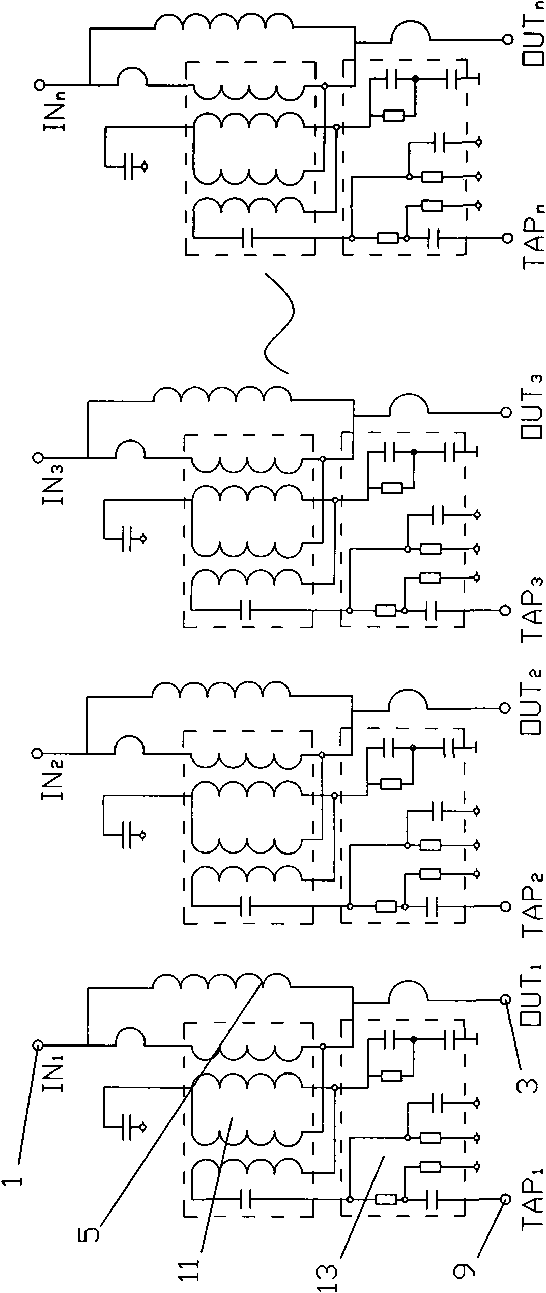 Multiway combined type satellite power divider