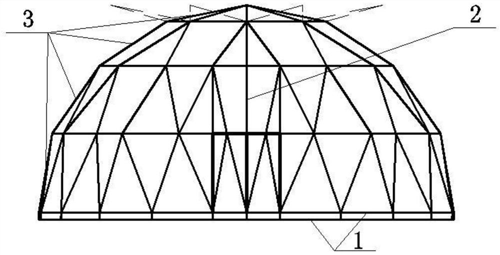 Dome greenhouse skeleton structure imitating gordon euryale leaf veins