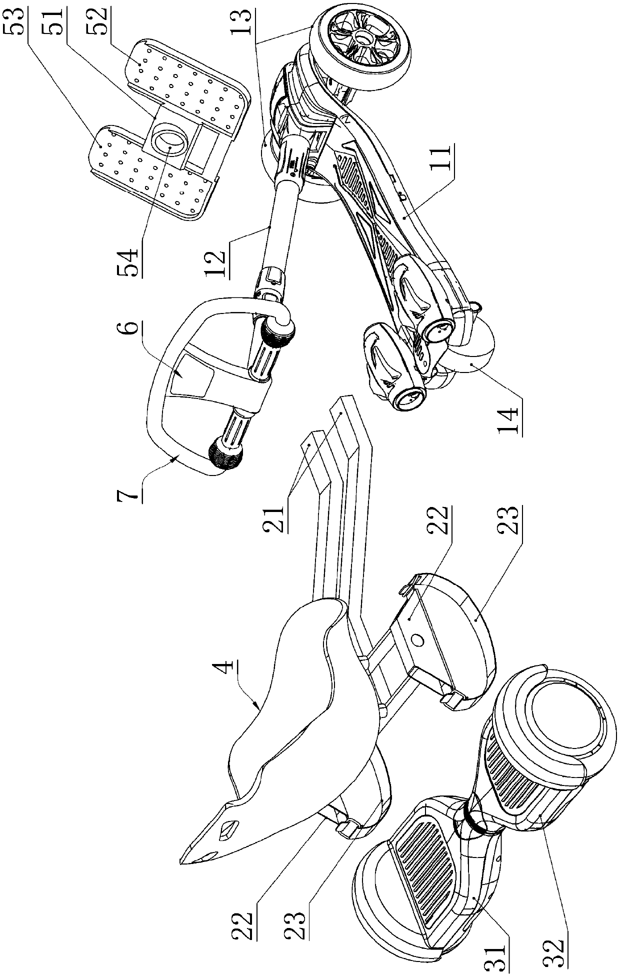 Detachable go-kart like kid scooter