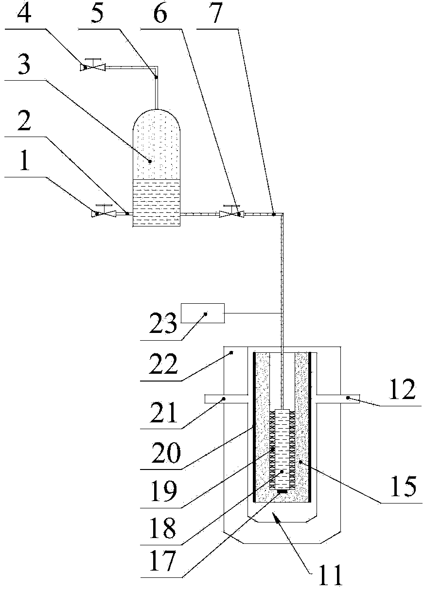 Liquid specific heat capacity measuring device capable of realizing self-balanced pressurization and measuring method