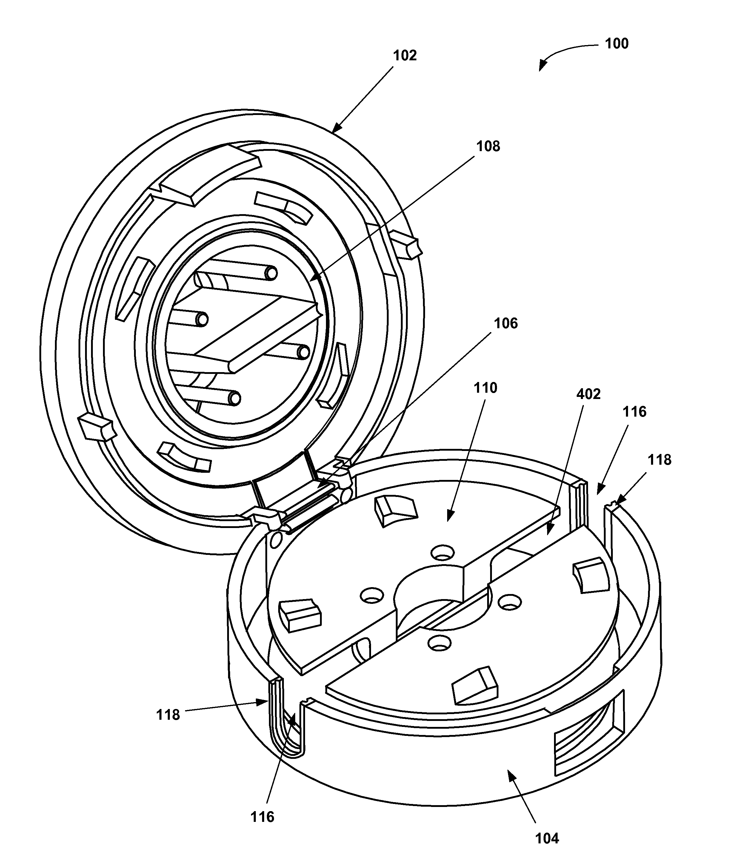 Trimmer head having a hinged housing for use in flexible line rotary trimmers systems