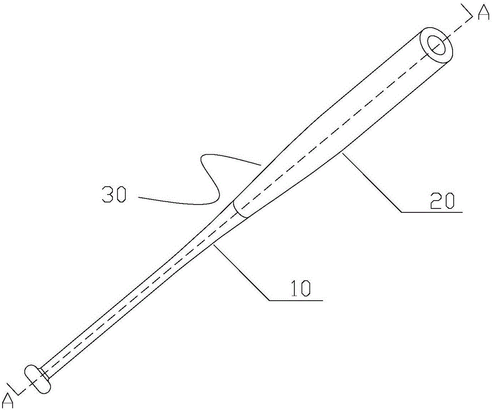 Composite damping baseball bat and production process thereof