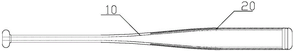 Composite damping baseball bat and production process thereof