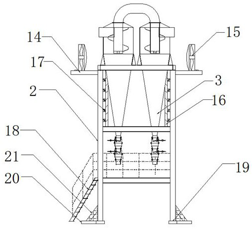 Cyclone dust collector for doors of material shed