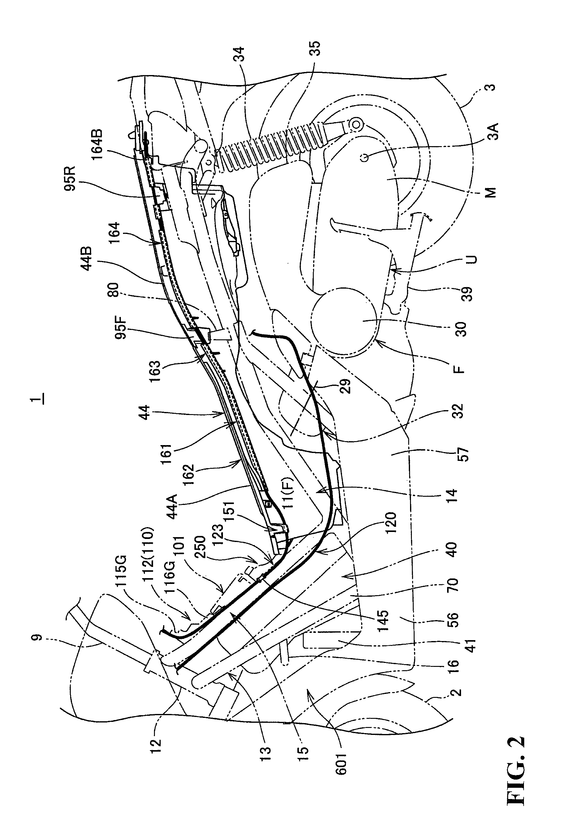 Routing structure for saddle type vehicle