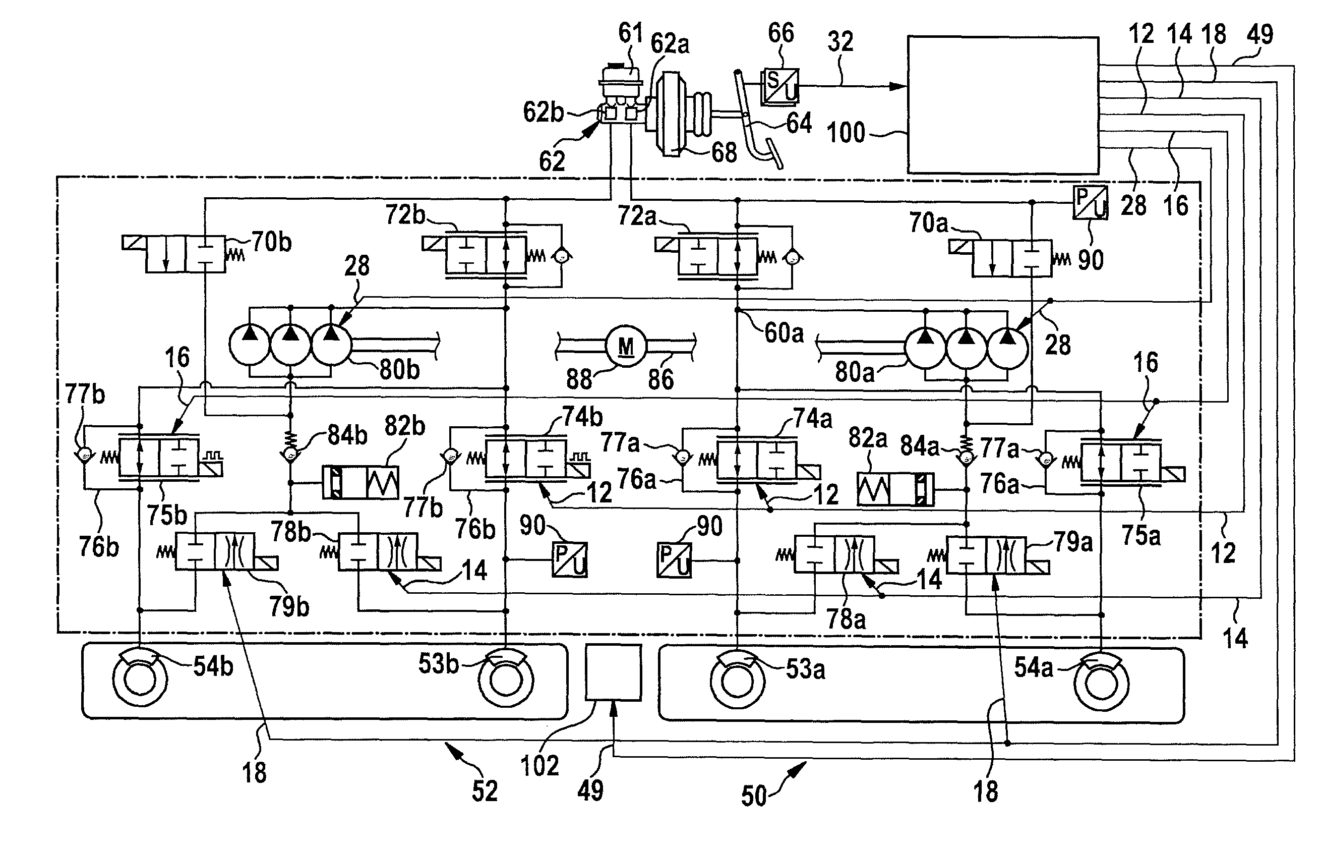 Control device for a brake system of a vehicle, brake system for a vehicle and method for operating a brake system of a vehicle