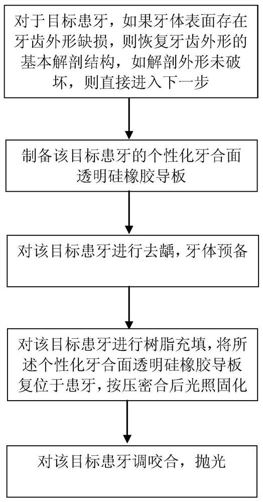 A personalized occlusal surface transparent silicone rubber guide plate and its preparation and method for assisting tooth filling