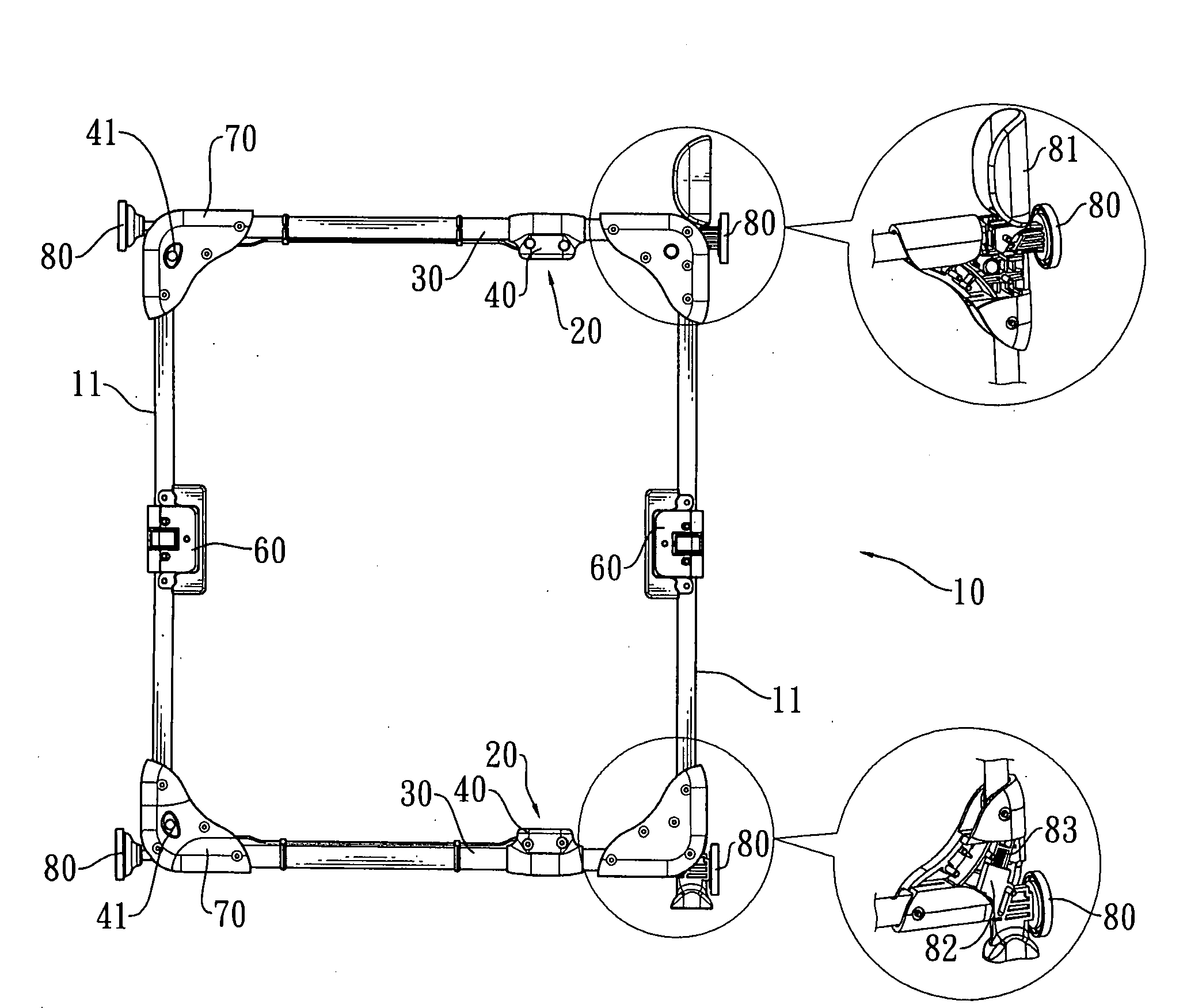 Door grating extension/contraction structure